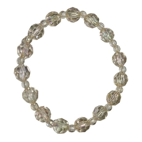 Retro  Transparent Faceted Bead Stretch Bracelet Minimalist Fashion Jewelry - Picture 1 of 3